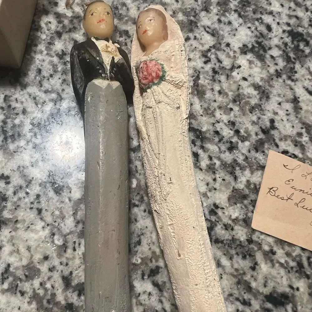 Colonial Candle Co. Cape Cod vintage 40’s Wedding Candle Set in box hand painted